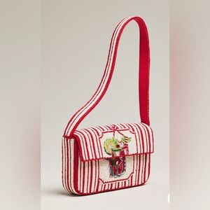 NWT Anthropologie Fiona Beaded Bag Food & Drink Edition Stripe Cocktail